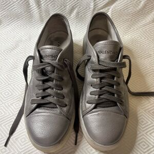 Valentino  platform women’s silver Gray Sneakers size 7.5